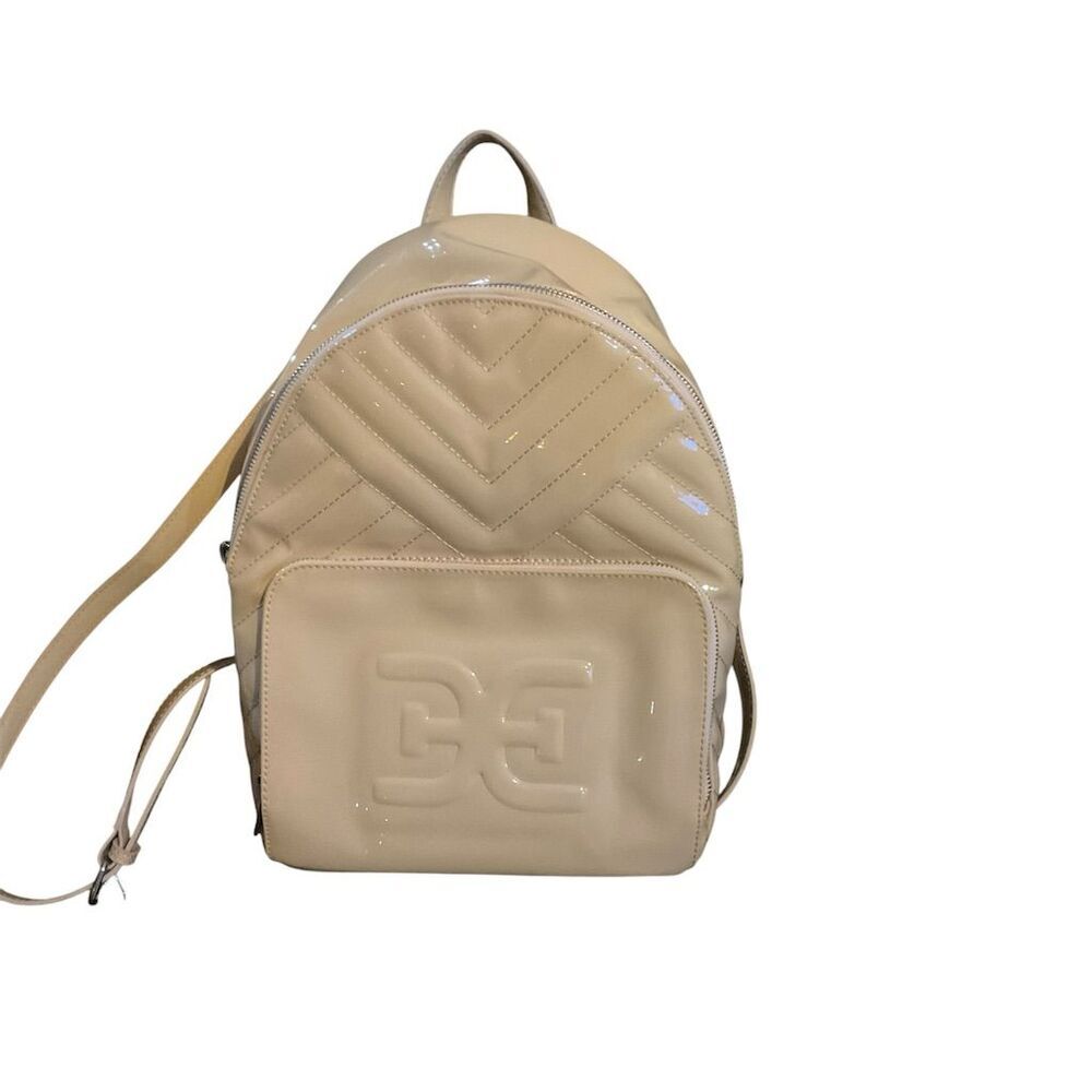 Sam Edelman Taja Ivory/Peach Quilted Faux Patent Leather Fashion Backpack NWOT! - Picture 5 of 10